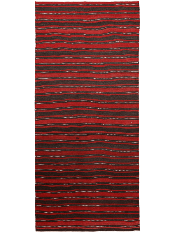 ANTIQUE STRIPED KILIM RED CHARCOAL